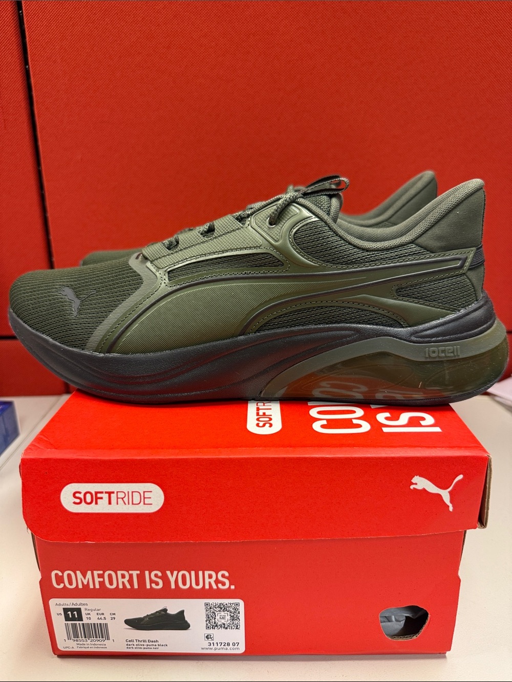 Puma Olive Green Low-Top Athletic Sneakers